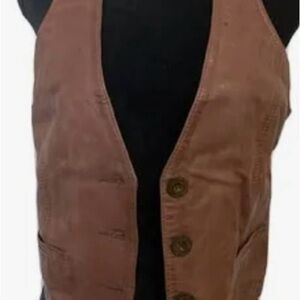Women'sBrown Leather Vest with Button Front sold out